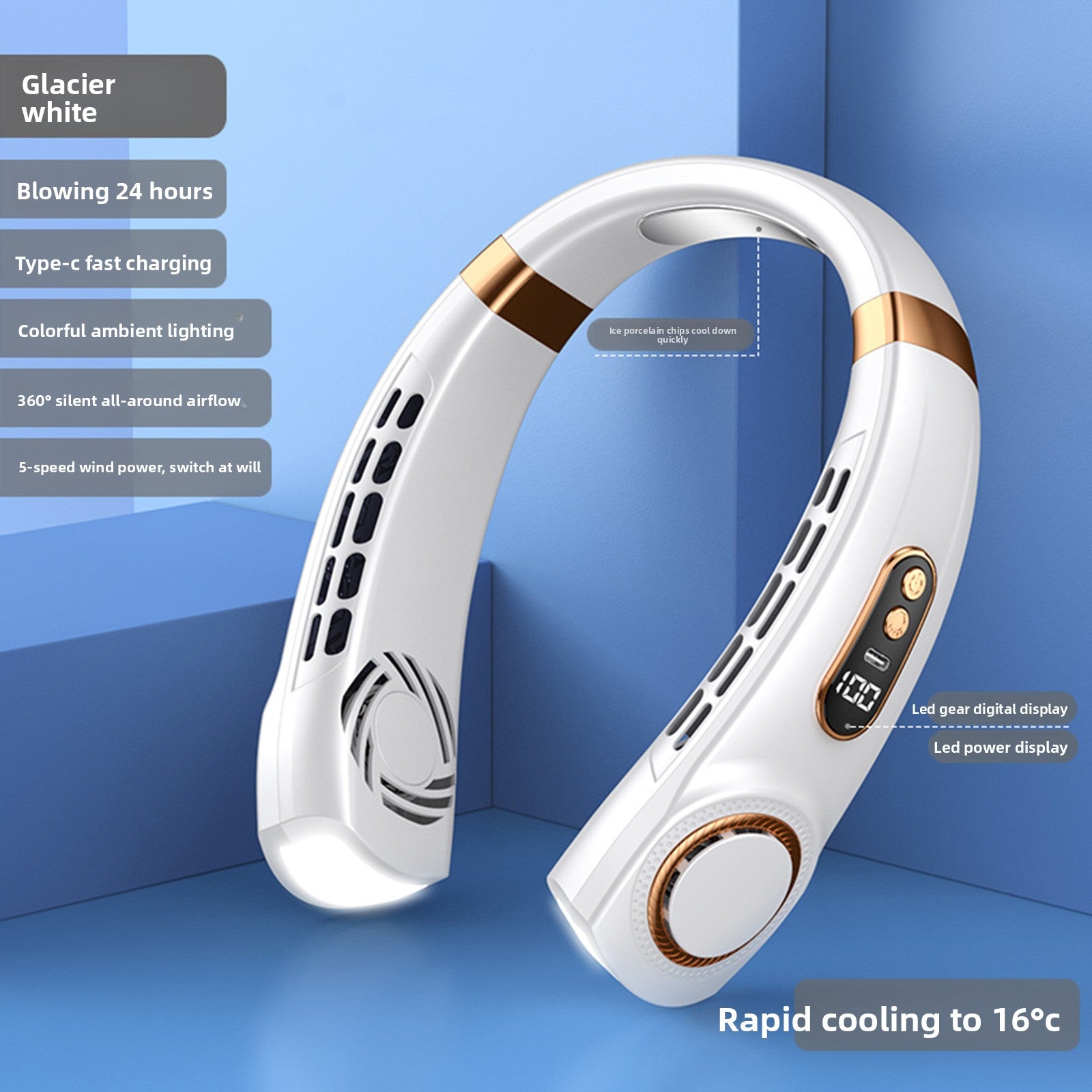 Portable Bladeless Neck Fan with USB Charging