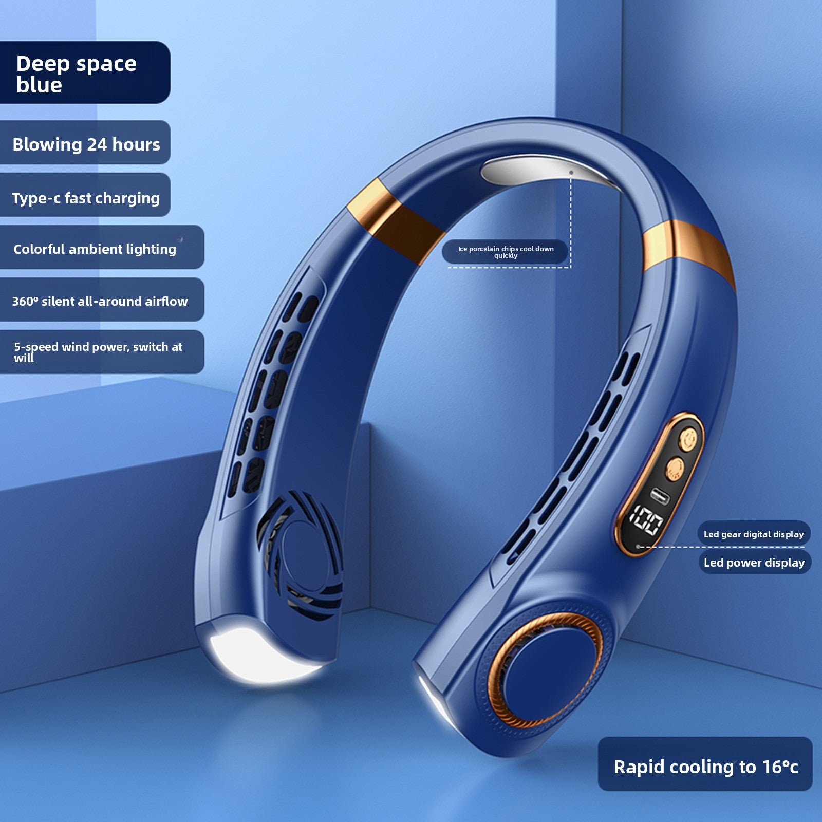 Portable Bladeless Neck Fan with USB Charging