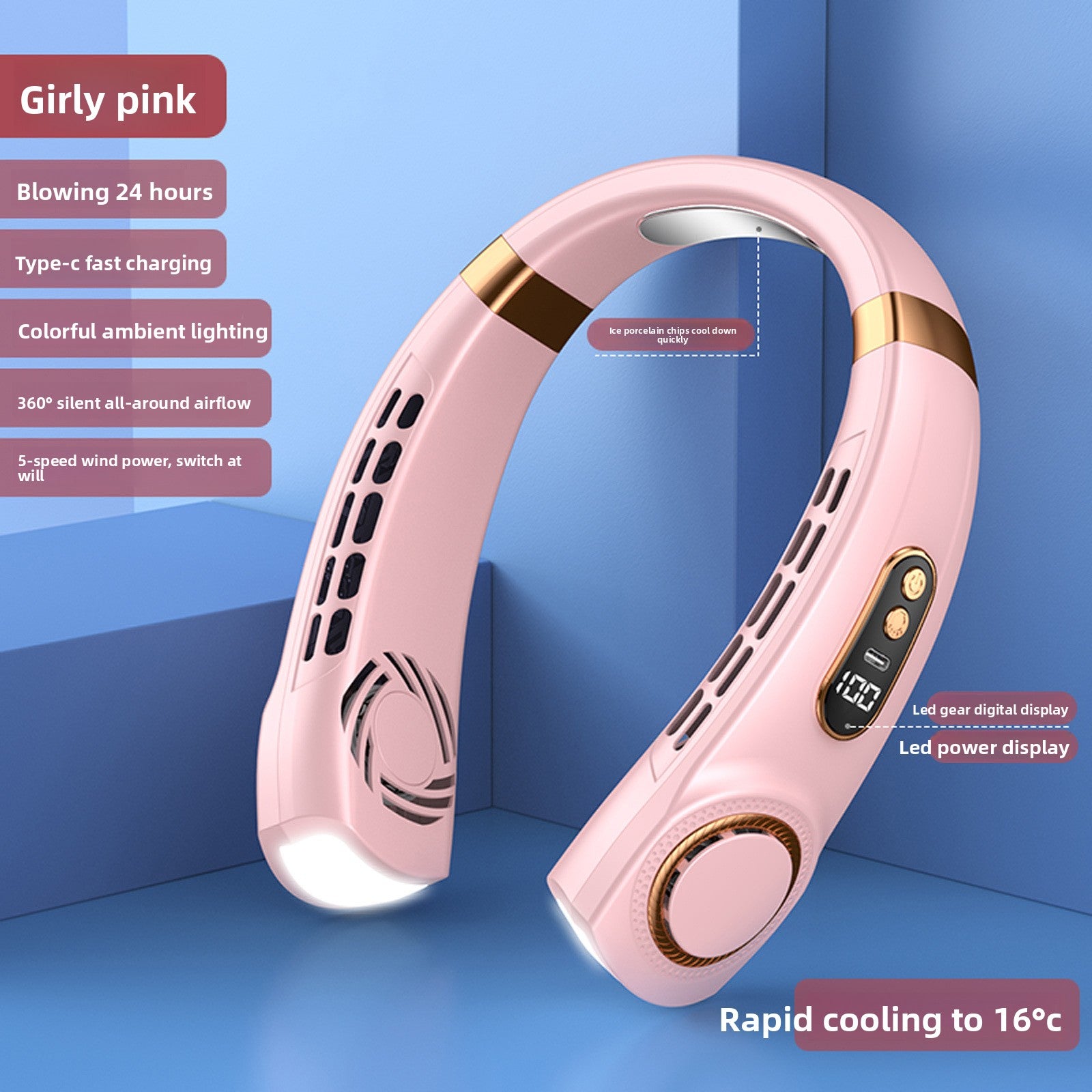 Portable Bladeless Neck Fan with USB Charging